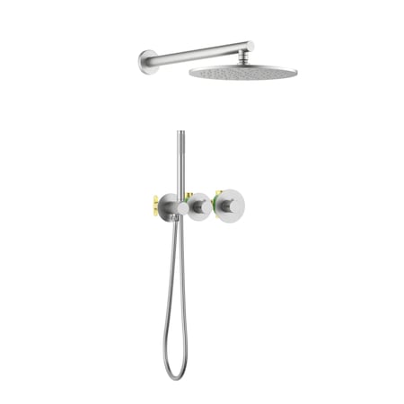 Kibi Circular 2 Function Thermostatic Shower System With Rough In Valve- Brushed Nickel KSF410BN